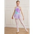 thumbnail image 4 of CHICTRY Girls Figure Ice Skating Dress Sequins Floral Long Sleeve Dance Competition Gymnastics Skirted Leotard A Light Purple 14, 4 of 7