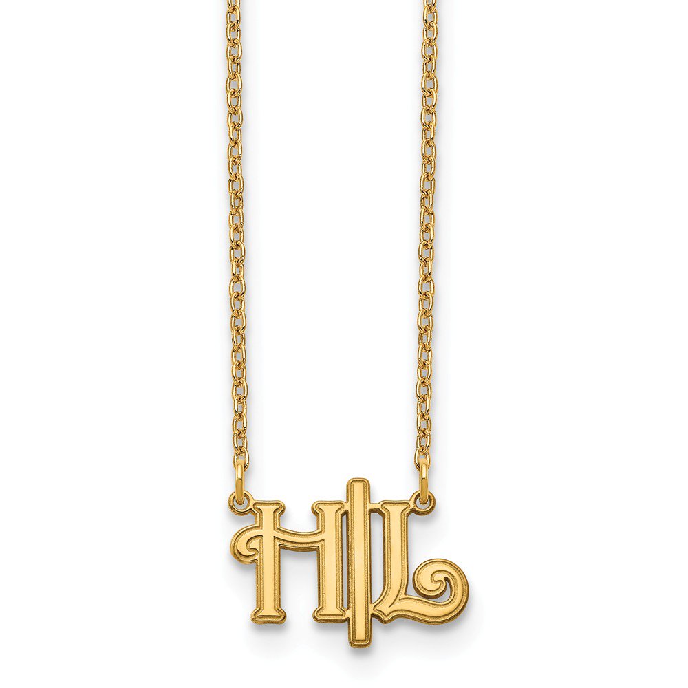 AA Jewels - 925 Sterling Silver Yellow Gold-Plated Horizontal Script ...