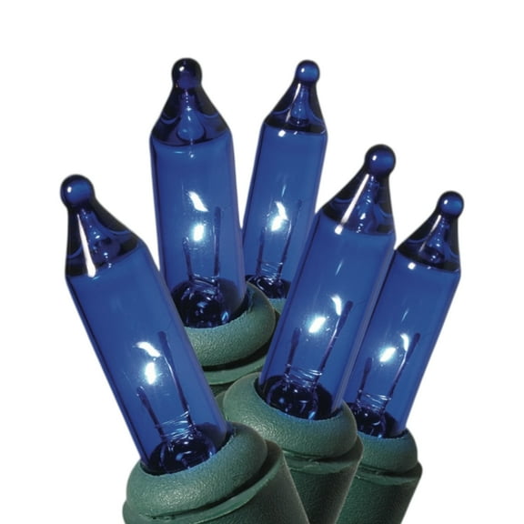 GE 100-Count Constant-On Blue Mini Christmas Lights – Indoor/Outdoor String Light Set