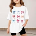 thumbnail image 2 of KKBOTIVE Girl's Bow Cute Graphic Tees Short Sleeve Preppy Summer T Shirt Baggy Tops Kids 100 Days of School Shirt, White Size: 2-3 Years, 2 of 5