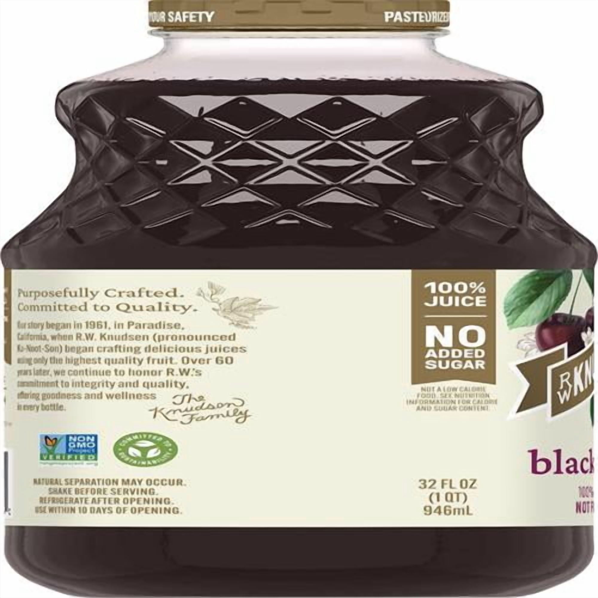 R.W. Knudsen Just Black Cherry Juice, 32 Ounces - Pack of 2