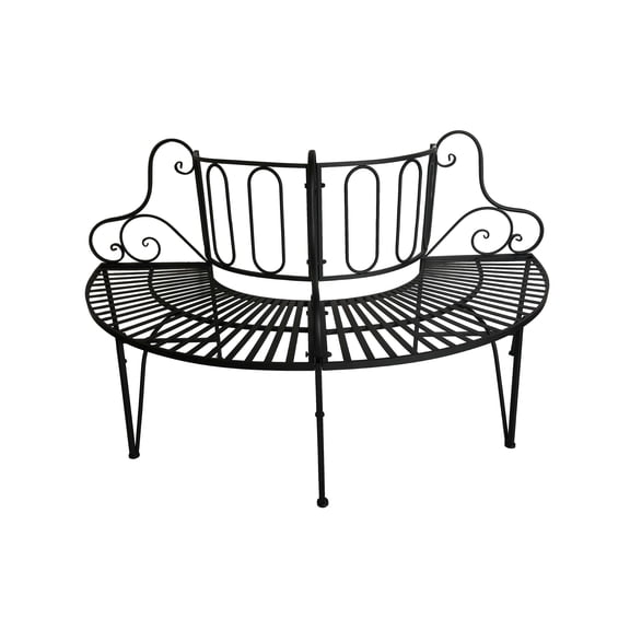 Hi-Line Gift Ltd 78676-BK Black Metal Tree Wrap Garden Bench
