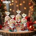 thumbnail image 5 of 50 Pcs Christmas Treats Bags, Christmas Drawstring Gift Bags, 5"x 11" Xmas Candy Bags Cute Plastic Goodie Bags for Winter Xmas Holiday Gift Wrapping Supplies Party Favor, 5 of 6