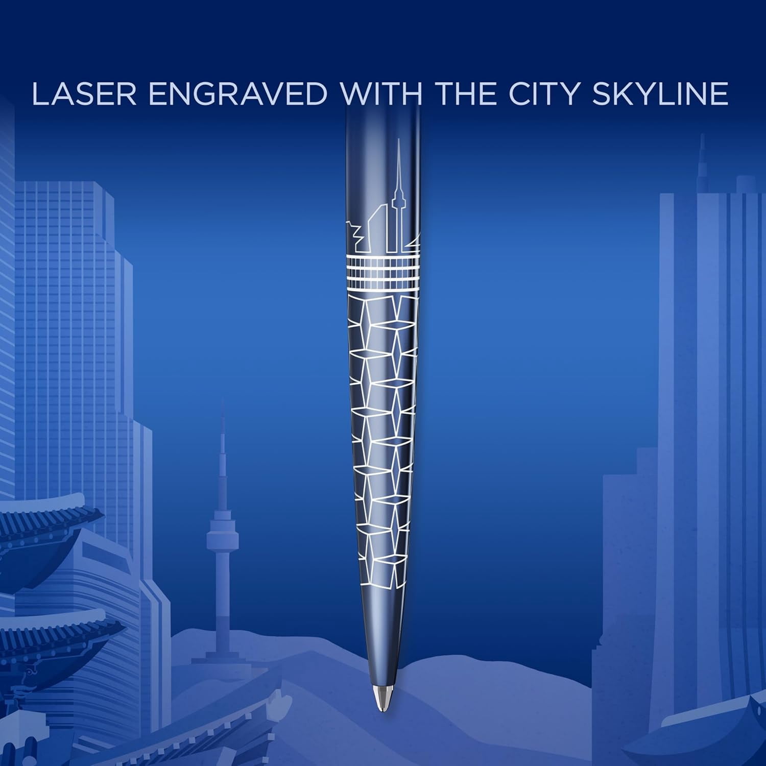 Parker Jotter Ballpoint Pen | Special Edition | Seoul Blue with Chrome Trim | Medium Point | Blue Ink | Gift Box