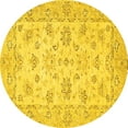 thumbnail image 1 of Ahgly Company Indoor Round Oriental Yellow Traditional Area Rugs, 4' Round, 1 of 4