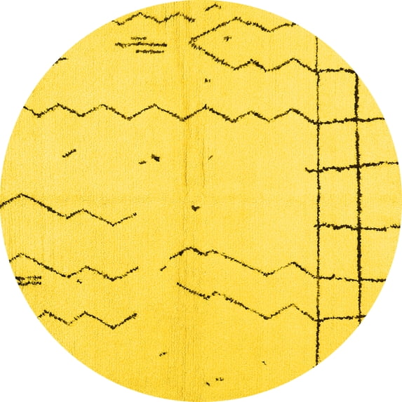 Ahgly Company Indoor Round Solid Yellow Modern Area Rugs, 3' Round