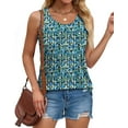 thumbnail image 4 of Fantaslook Pleated Tank Tops for Women Dressy Casual Sleeveless Blouses Floral Summer Tops, 4 of 10