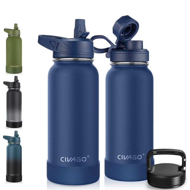 Botella de agua CIVAGO con aislamiento de acero inoxidable de 950 ml, color azul marino
