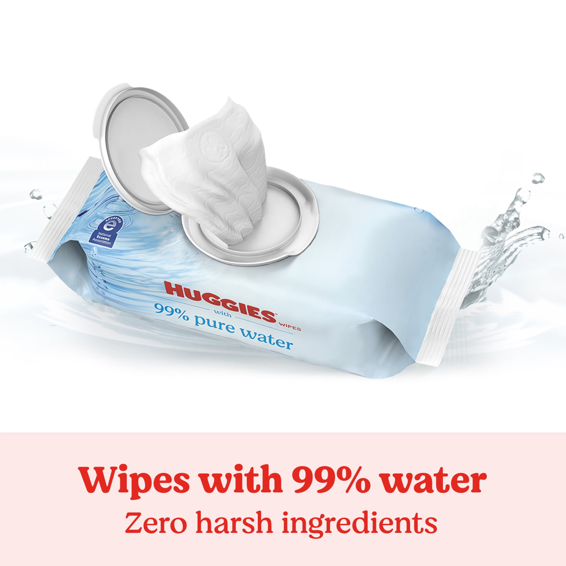 Huggies 99% Pure Water Unscented Wipes, 3 Flip-Top Packs, 168 Total Count