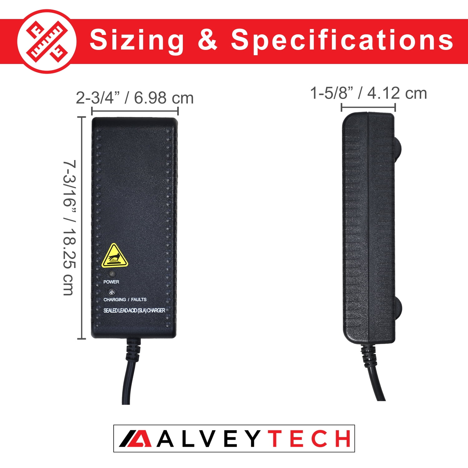 AlveyTech 24V 3.5A Battery Charger for Pride, GoGo, Jazzy Scooters