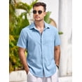 thumbnail image 2 of COOFANDY Men's Casual Linen Button Down Shirt Business Chambray Dress Shirt, 2 of 6