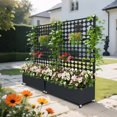 thumbnail image 2 of 73"x 47"x 16"Metal Planter Box with Trellis Privacy Screen, Raised Garden Bed with Dots Trellis & Wheels, Privacy Planters for Patio, Planter Box for Climbing Plants,Black, 2 of 7