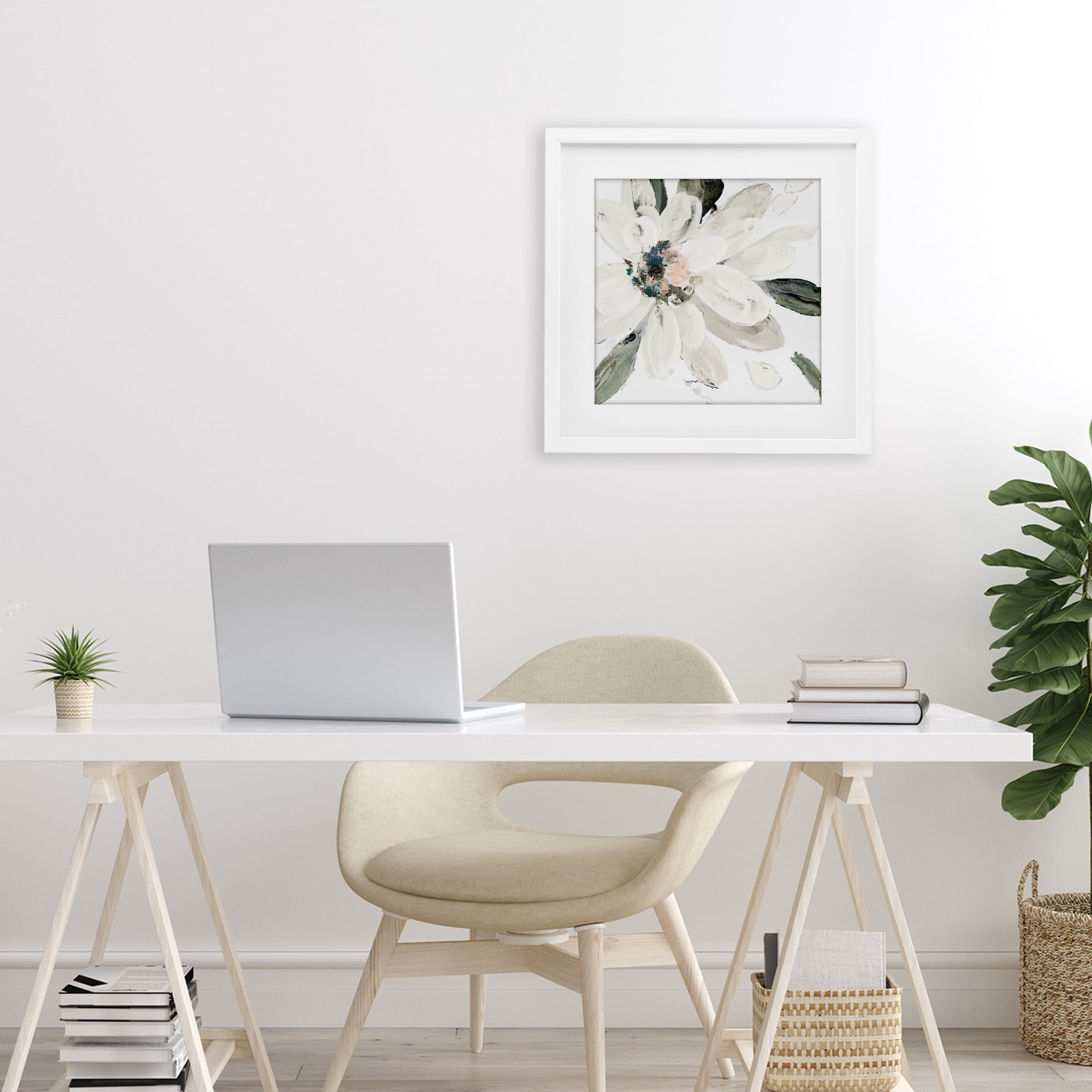 Stupell Industries Naturally Blooming White Flower White Framed Print Under Glass, design by Lanie Loreth