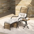 thumbnail image 2 of CQSXDA 3 Pieces Wicker Outdoor Patio Furniture Set Featuring Comfortable Cushions, Lounge Chair, Ottoman for Garden Use，Beige,Black+Natural, 2 of 13