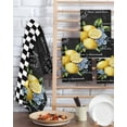 thumbnail image 2 of Lemon Kitchen Dish Towels for Drying Dishes Set of 2, Spring Summer Black White Checkered Plaid Waffle Weave Microfiber Terry Hand Tea Bathroom Towels Quick Dry & Absorbent Towel 15.7x23.6, 2 of 7
