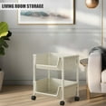 thumbnail image 6 of Vacemry Under $5 Rolling Storage Trolley Cart, 2-Tier Mobile Shelving Unit, Laundry Room Bathroom Organizer, Wheeled Utility Cart with Side Hoops, Plastic Construction for Home Use, 6 of 6