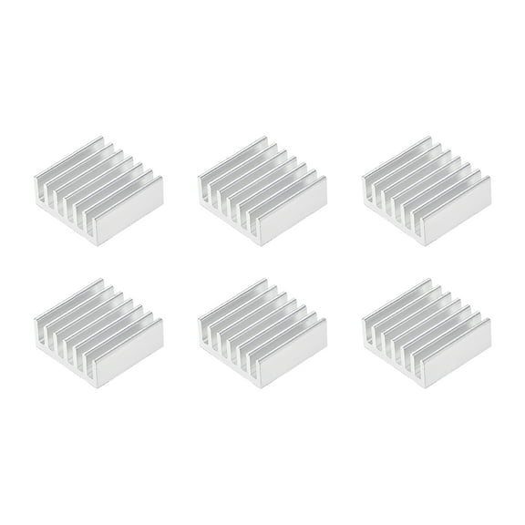 6x14x14mm Silver Tone Aluminum Heatsink Thermal Adhesive Cooler for Cooling 3D Printers 6Pcs