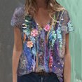 thumbnail image 1 of T-shirt Imprimé à Manches Courtes avec Fleurs Colorées pour Femmes, 1 of 8