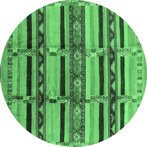 Ahgly Company Indoor Round Oriental Emerald Green Industrial Area Rugs, 8' Round