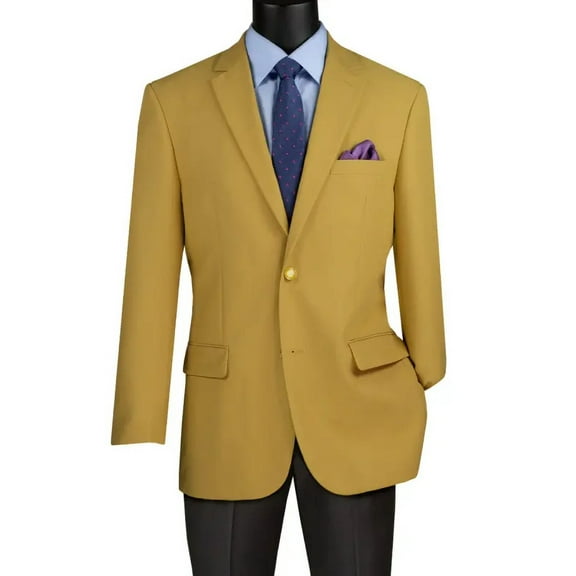 Mens Classic Fit Poplin Club Sport Coat Blazer in Gold