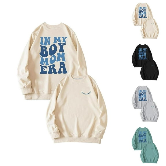 In My Boy Mom Era Sweatshirts for Women 2025 Long Sleeve Crewneck Boy Mom Graphic Sweatshirt Pullover Tops