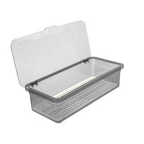 SLYNSHome Silverware Organizer with Lid,Covered Utensil Tray for Kitchen Drawer and Countertop,Plastic Storage Box for Spoons Forks Knives Holder Case - Gray