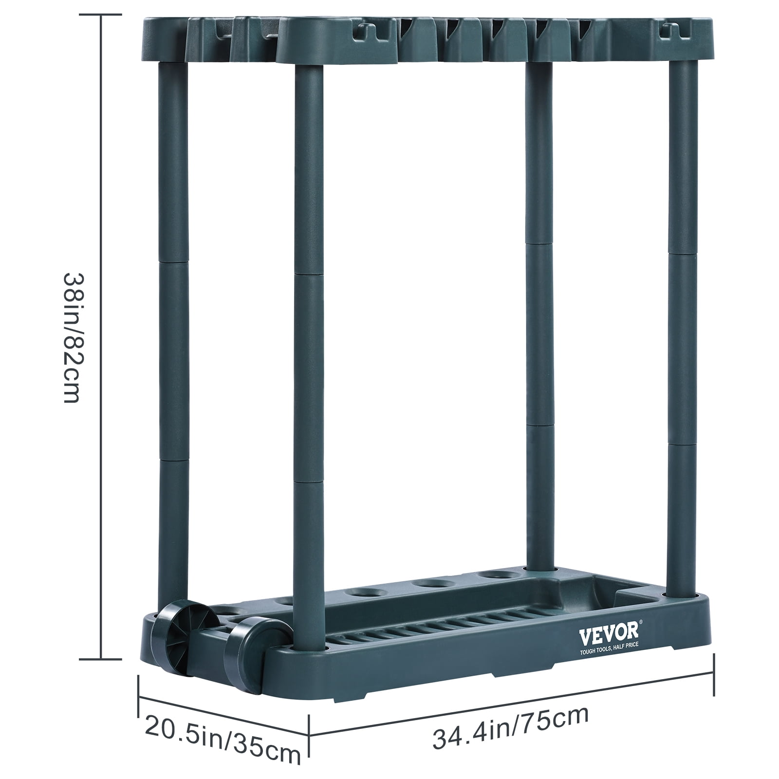 VEVOR Garden Tool Organizer,10 Slots, Yard Tool Tower Rack for Garage Organization and Storage, Hold Long-Handled Tool/Rake/Broom/Shovel, PP Garden Tool Stand Holder Organizer for Yard, Shed, Outdoor