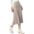 thumbnail image 4 of INSPIRE CHIC Knit Maxi Skirt for Women's Elastic High Waist Casual Soft Striped Pleated Skirt XS Camel, 4 of 6