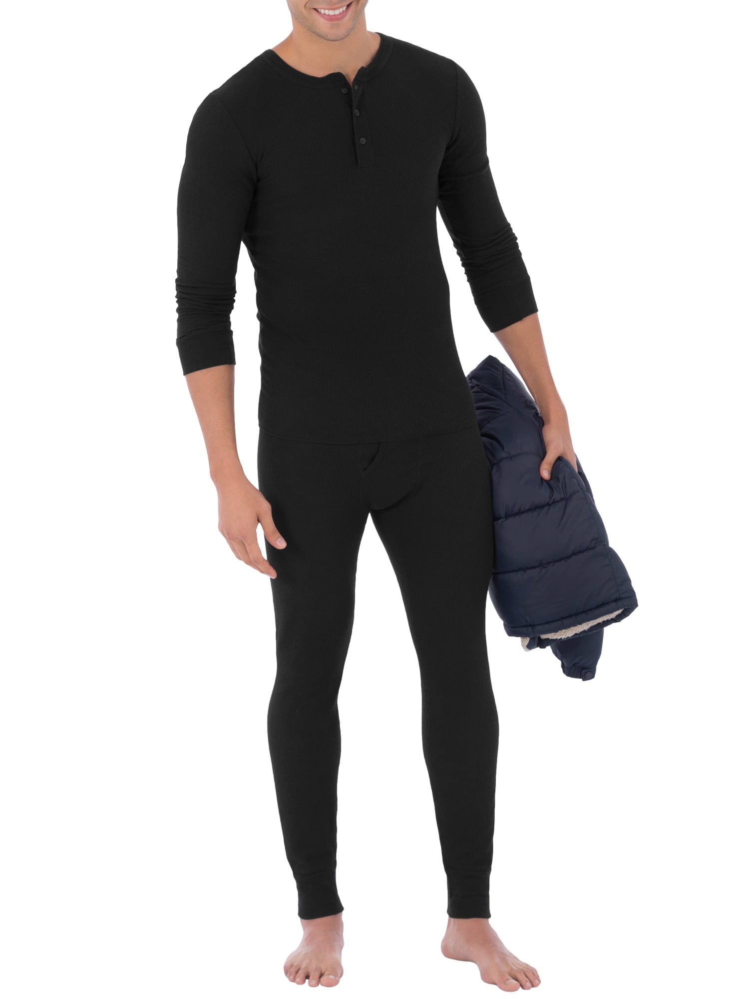 Fruit of the Loom Men's Thermal Waffle Underwear Henley Top, Sizes S-5XL