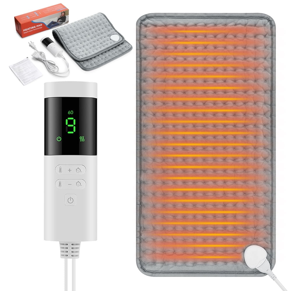 Heating Pad for Back Pain Relief & Period Cramps, Electric Heating Pad with 9 Heat Levels 4 Timer Settings, 11.8x23.6 Inch Soft Heated Pad, Machine Washable Auto Shut Off