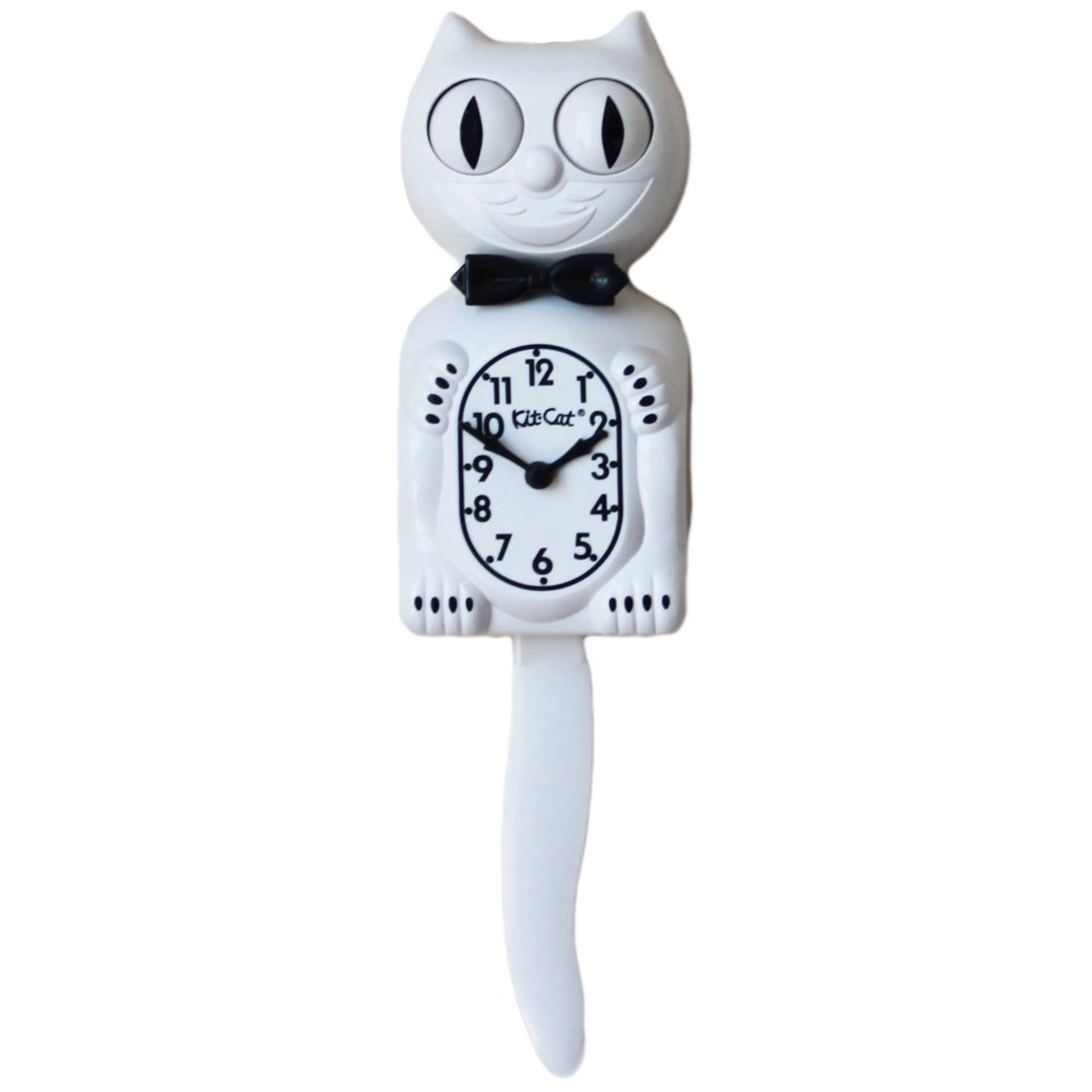 White Kit Cat Clock 15.5 Full Size Official Kit-Cat Klock with Moving Eyes and Tail Retro Style