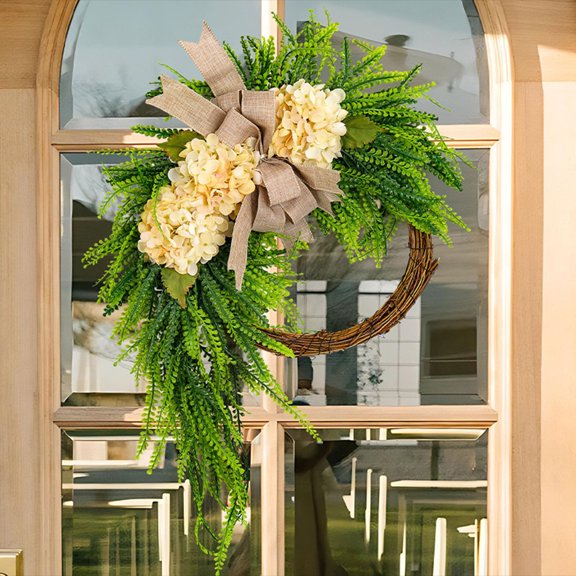 Hydrangea Wreath, Hanging Decoration Home Bow Wall Hanging Wreath Door Hanging
