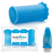 Leak Locks: 4 Pack Toiletry Skins for Leak Proofing Travel Containers in Luggage. Protects Standard and Travel Sized Toiletries. Reusable Accessory for Travel Bag, Suitcase and Carry On Luggage.