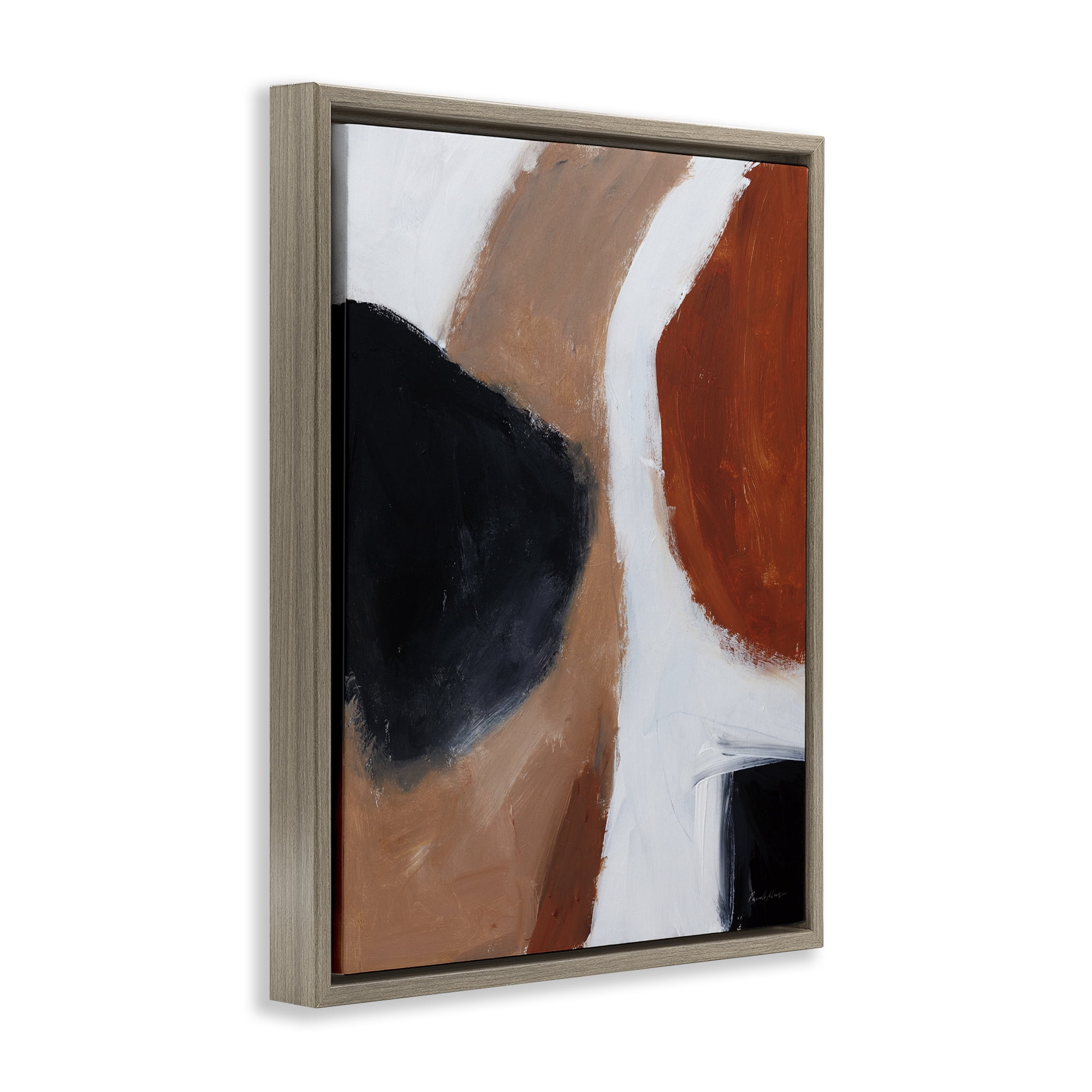 Stupell Industries Rare Earth Tones Abstract Abstract Painting Brown Floater Framed Canvas Art Print Wall Art, 25 x 31