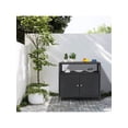 thumbnail image 1 of Armoire de Rangement en Osier pour Patio Extérieur avec Tablette. Faite d'Acier Enduit de Poudre. Table de Bar de Patio avec 2 Portes et Tablette, Conçue avec de l'Osier en Résine Toutes Saisons. Parfait, 1 of 7