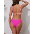 thumbnail image 3 of DARING DIVA Women's Front Cross Contrast Color Bikini Sets Small Rose Red Pink, 3 of 6