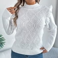 thumbnail image 6 of Htigea Women's Mock Neck Sweaters Ruffle Trim Long Sleeve Pullover Cable Knit Jumpers Fall Winter Base Layer Tops for Teen Girls White S, 6 of 8