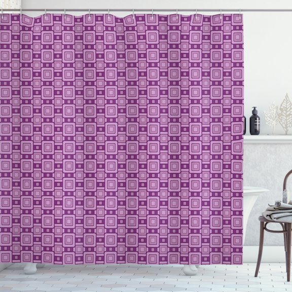 Ambesonne Lilac Shower Curtain, Retro Geometric Tile, 69"Wx70"L, Purple and Lilac