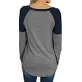 thumbnail image 4 of VISgogo Mujer Casual Patchwork Camiseta, Otoño e Invierno Rayas Manga Larga Cuello Redondo Jersey VISgogo moda, 4 of 6