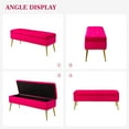 thumbnail image 3 of HULALA HOME Modern Velvet Storage Ottoman  with Gold Base & Nailhead Trim, Upholstered Bedroom  for End of Bed, Button-Tufted Footstool for Entryway Living Room Dining Room, Fuchsia, 3 of 6