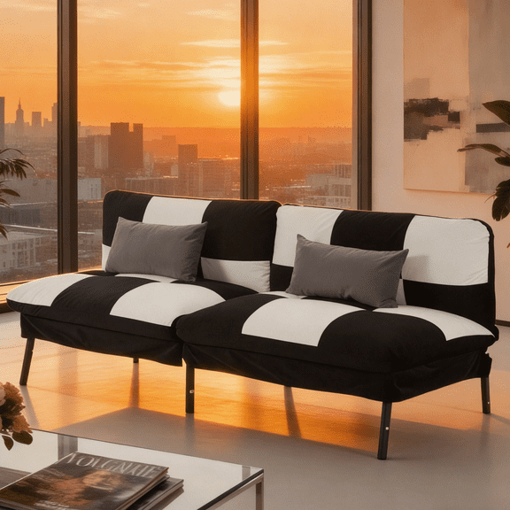 Gewnee 70"Velvet Futon Sofa Bed,5-Position Adjustable Split Back,Modern Sleeper Sofa for Living Room,Office,Guest Room & Small Spaces.