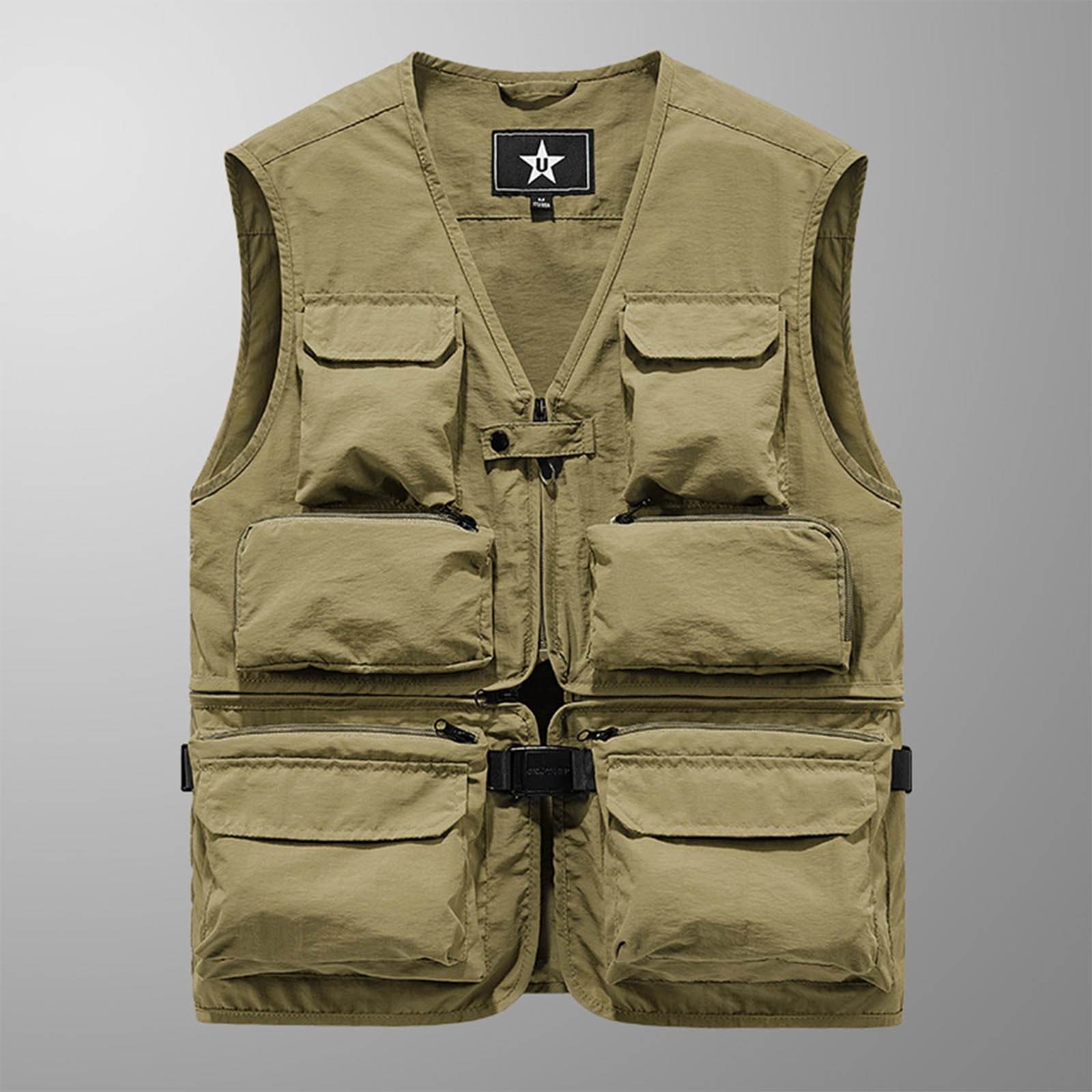 Rvwovn Stand Neck Cargo Vest for Men - Travel Hiking Running Golf Photography Sleeveless Outerwear