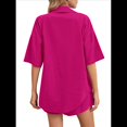 thumbnail image 4 of Conjunto de Chándal de 2 Piezas para Mujer, de Verano, con Top de Corta y Pantalones Cortos. Rosa Roja M, 4 of 9