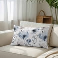 thumbnail image 3 of Blue Grey Spring Floral Standard Size Pillow Cover, Pillowcase Protectors with Zipper, Breathable Decorative Throw Pillow Case Cover, Elegant Summer Botanical Pillow Shams for Couch Sofa 20x26Inch, 3 of 8