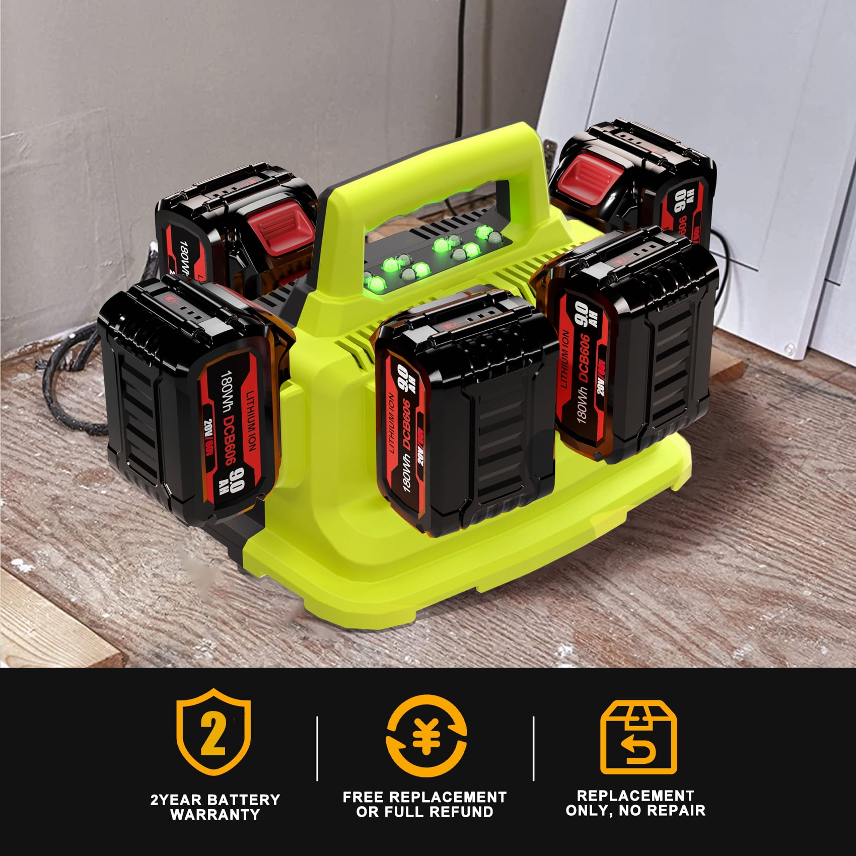TenHutt Charger Replacement for Dewalt Battery Charger Station Compatible with de walt 20V/60V Battery DCB200 DCB104 DCB606 DCB612