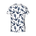thumbnail image 4 of Wukai Navy Blue Anchors Youth Unisex Short Sleeve T-Shirt for Boys, Girls, Teens, and Kids-Small, 4 of 7