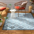 thumbnail image 3 of TOWN & COUNTRY EVERYDAY Brooks Retro Geo Indoor Outdoor Area Rug, UV Fade Resistant, High-Low Pile, Blue/Multi, 5'2"x7'2", 3 of 13