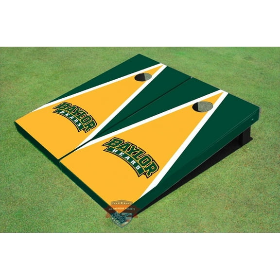 Baylor University Arch Yellow And Hunter Green Matching Triangle Cornhole Boards