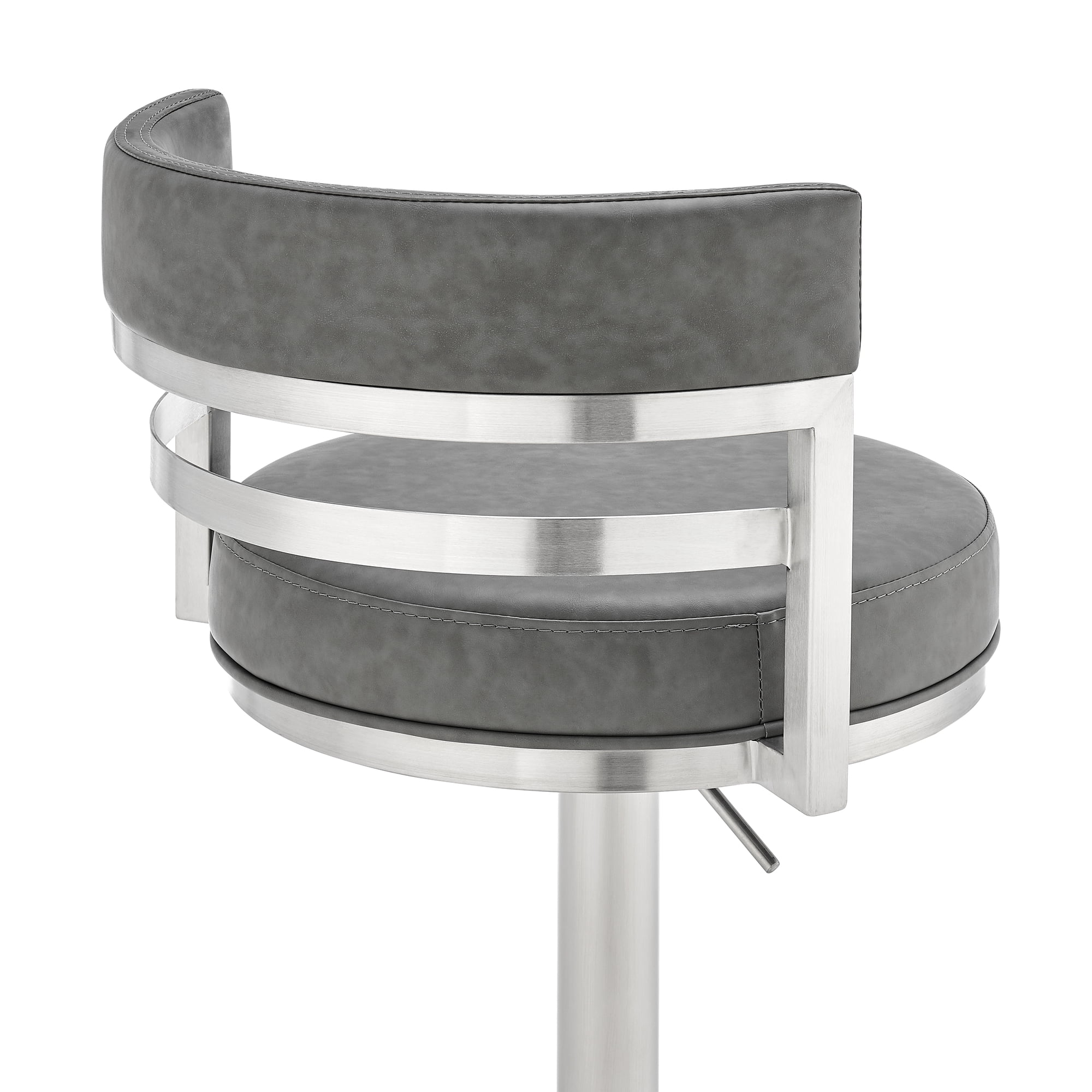 Judi Modern Industrial Swivel Metal Adjustable Height Barstool With Faux Leather Seat