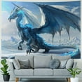 thumbnail image 4 of Chilfamy  Bule Dragon Tapestry, Medieval Fantasy Animals Cool Dragon Tapestry, Winter Snow Regions Art Aesthetics Wall Decor Tapestry Wall Hanging for Home College Dorm Living Room 60x50inch, 4 of 6